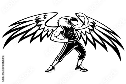 anthropomorphic a powerful eagle with wings