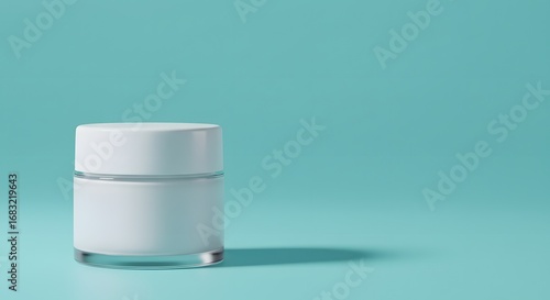 Wallpaper Mural Minimalist Cosmetic Jar Mockup on Teal Background Torontodigital.ca