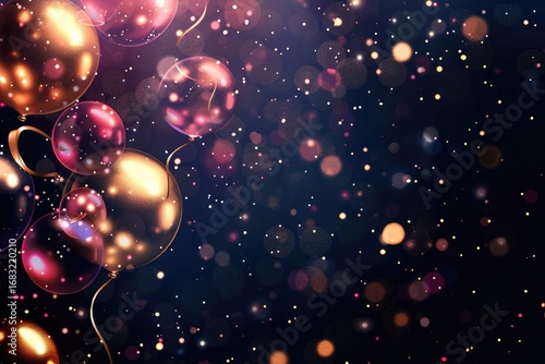 Luxurious greeting card with Black and Gold Balloons