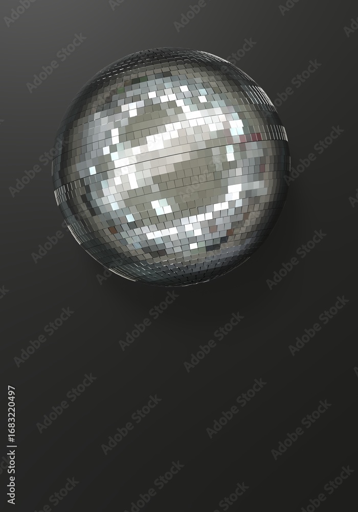 Obraz premium Disco Party Flyer with Mirror Ball - Dark Gray Background