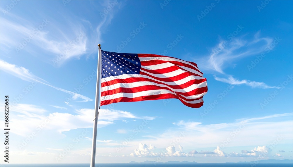 Fototapeta premium american flag waving in the wind