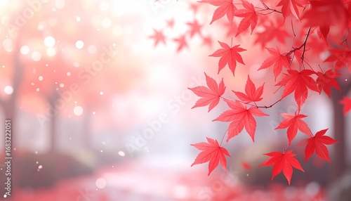 Wallpaper Mural beautiful red leaves on bokeh background with copy space 3d rendering zoom office background Torontodigital.ca