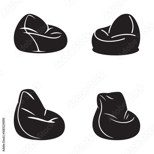 Four Different Styles of Black Beanbag Chairs