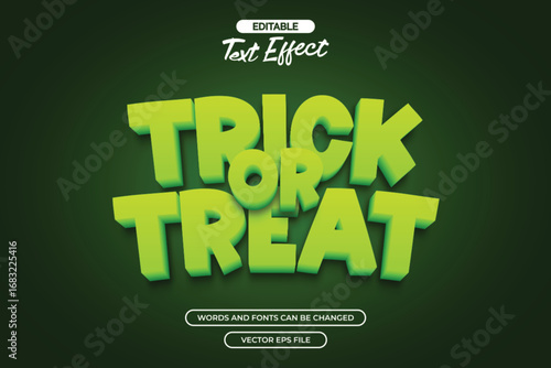 Trick or treat editable text effect  with 3d green text style