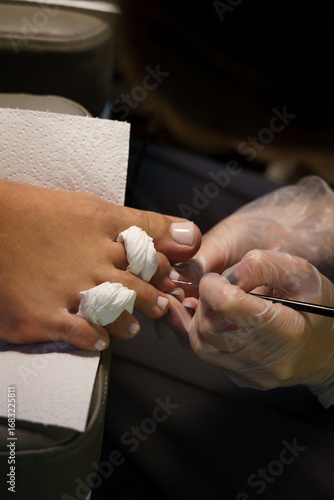 Pedicure procedures close up