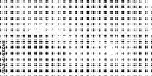 Grunge halftone gradient background. Faded grit noise texture. White and black sand wallpaper. Retro pixelated backdrop. Anime or manga style comic overlay. Vector graphic design textured template
