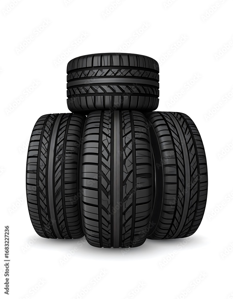 Obraz premium Stack of black car tires