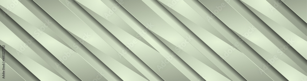 Fototapeta premium Grey green geometric stripes abstract minimal tech background. Concept paper vector banner design
