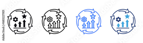 Continuous Improvement icon sheet multiple style collection