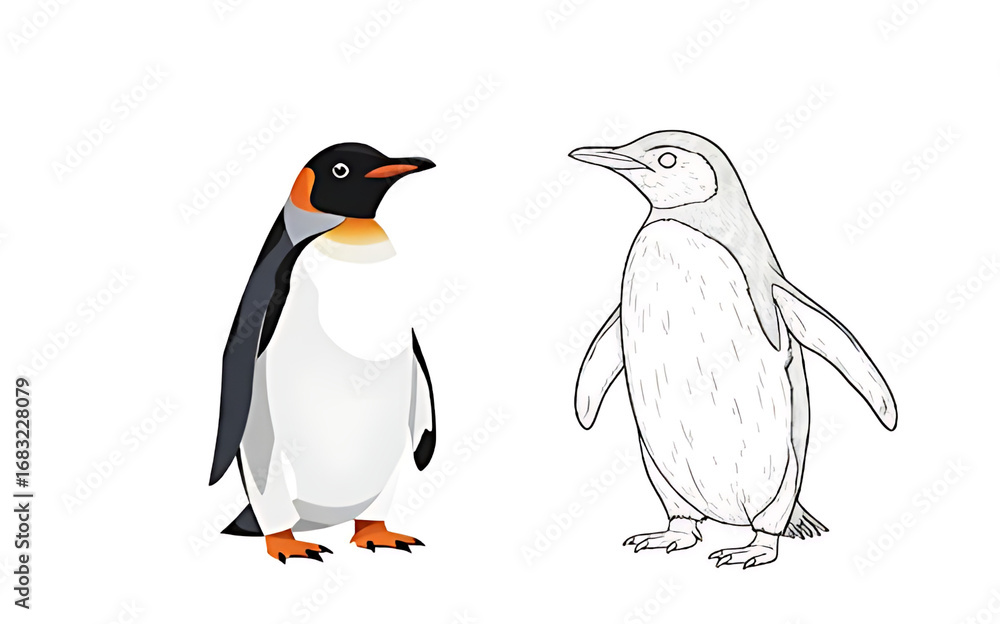 Fototapeta premium penguins on a white background. Nature's design is the ultimate inspiration. A perfect combination of raw beauty and vibrant flavor.