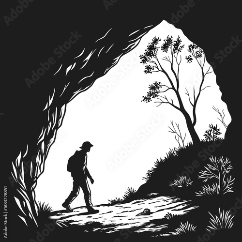 cave entrance silhouette 
