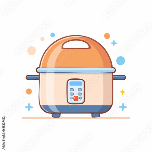 Einfacher Eierkocher als Vektorgrafik, minimalistisch, Symbol für Küche, Frühstück und Haushalt.