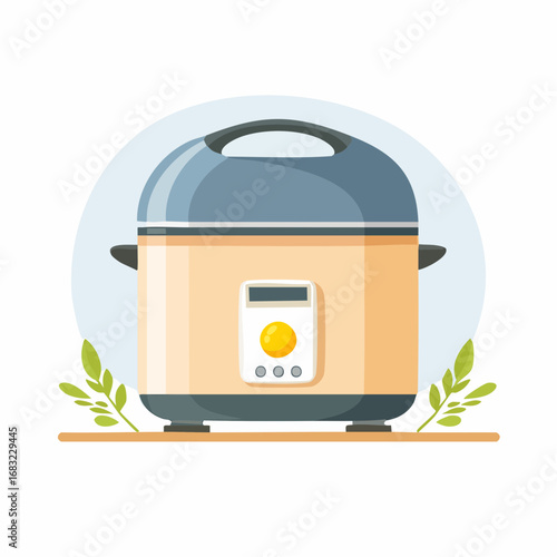 Einfacher Eierkocher als Vektorgrafik, minimalistisch, Symbol für Küche, Frühstück und Haushalt.