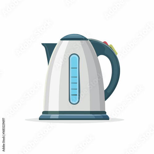Minimalistischer Wasserkocher als Vektorgrafik, klar und einfach, Symbol für Küche, Heißgetränke und Haushalt.
