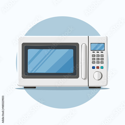 Einfache Mikrowelle als Vektorgrafik, modern und minimalistisch, Symbol für schnelle Küche und Alltag.
