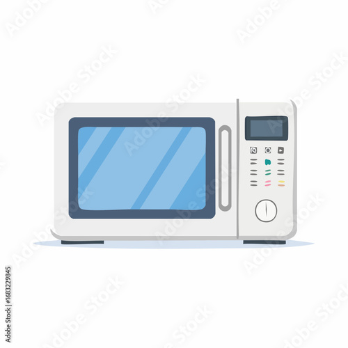 Einfache Mikrowelle als Vektorgrafik, modern und minimalistisch, Symbol für schnelle Küche und Alltag.