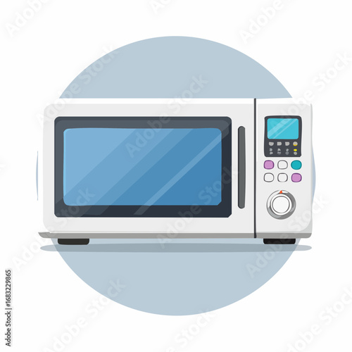 Einfache Mikrowelle als Vektorgrafik, modern und minimalistisch, Symbol für schnelle Küche und Alltag.