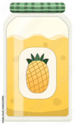 Illustration of an isolated jar of pineapple jam