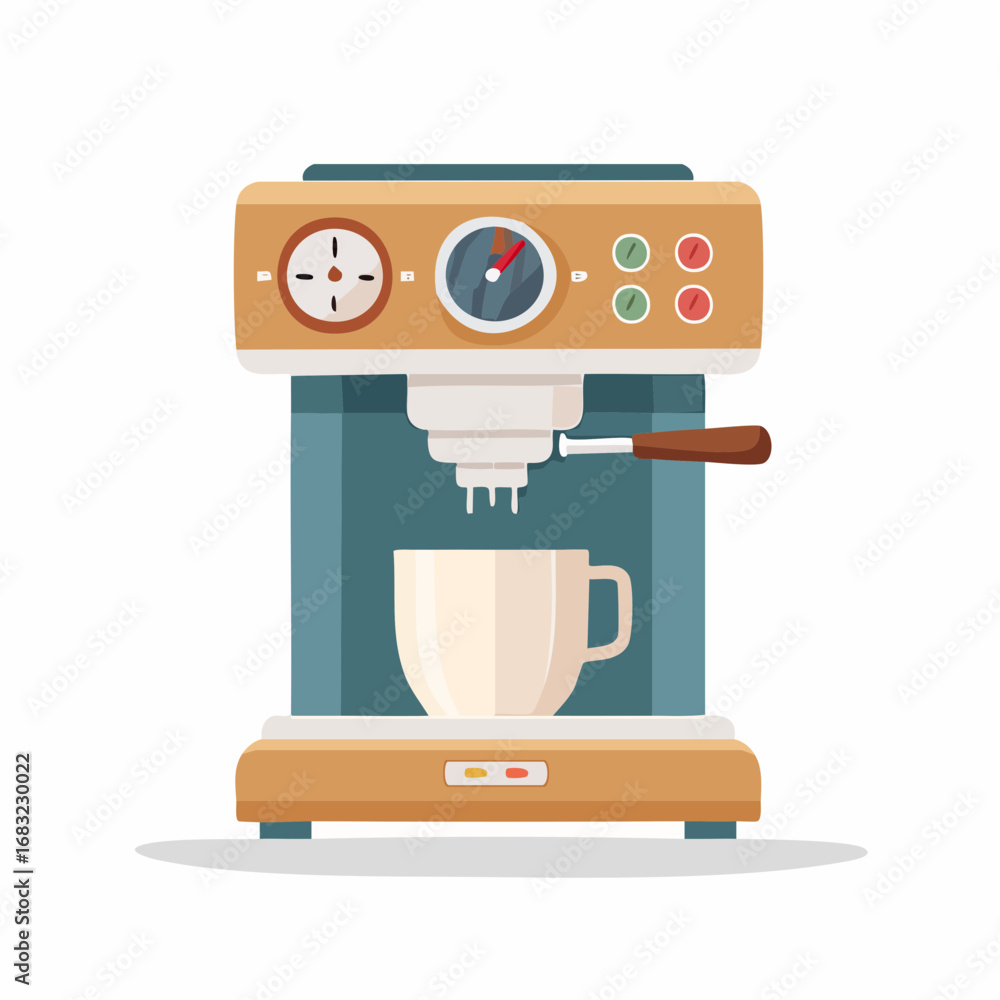 Fototapeta premium Einfache Kaffeemaschine als Vektorgrafik, minimalistisch und modern, Symbol für Küche, Kaffee und Genuss.
