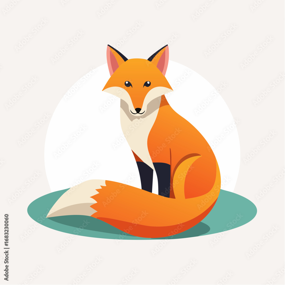 Obraz premium Minimalistischer Fuchs als Vektorgrafik, Symbol für Schlauheit, Natur und Wildnis.