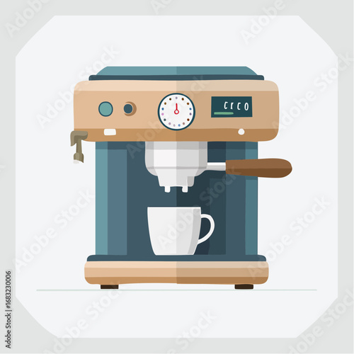 Einfache Kaffeemaschine als Vektorgrafik, minimalistisch und modern, Symbol für Küche, Kaffee und Genuss.
