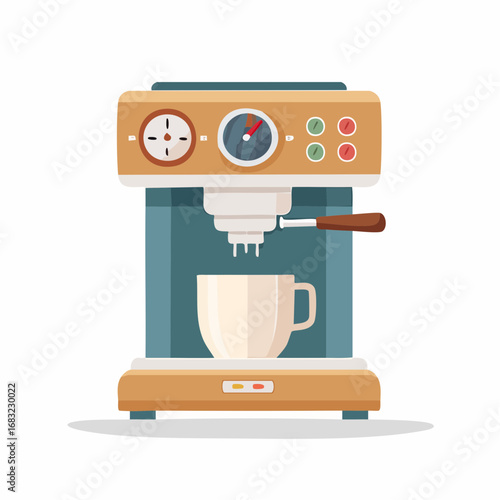 Einfache Kaffeemaschine als Vektorgrafik, minimalistisch und modern, Symbol für Küche, Kaffee und Genuss.