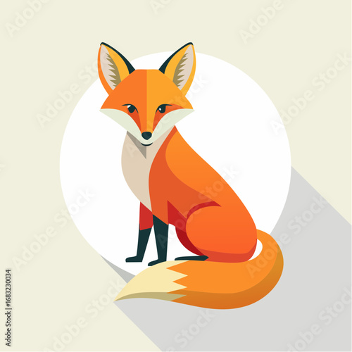 Minimalistischer Fuchs als Vektorgrafik, Symbol für Schlauheit, Natur und Wildnis.