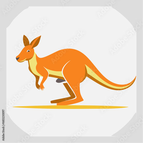 Minimalistisches Känguru als Vektorgrafik, Symbol für Australien, Bewegung und Natur.