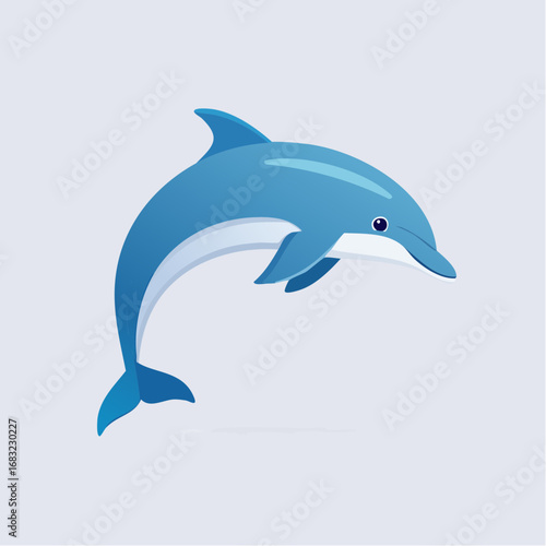 Minimalistischer Delfin als Vektorgrafik, Symbol für Meer, Intelligenz und Freiheit.