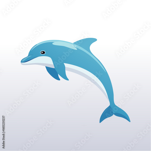 Minimalistischer Delfin als Vektorgrafik, Symbol für Meer, Intelligenz und Freiheit.