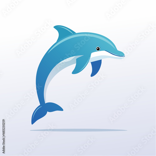 Minimalistischer Delfin als Vektorgrafik, Symbol für Meer, Intelligenz und Freiheit.