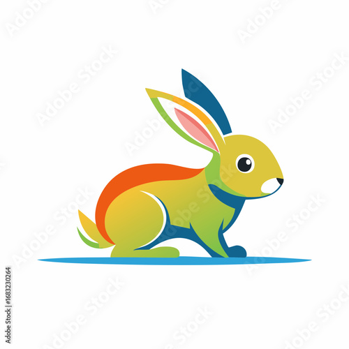 Einfacher Hase als Vektorgrafik, Symbol für Natur, Frühling und Schnelligkeit.