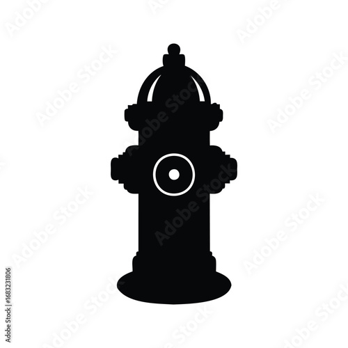 Silhouette of a classic style fire hydrant standing ready for use, fire hydrant silhouette vector illustration