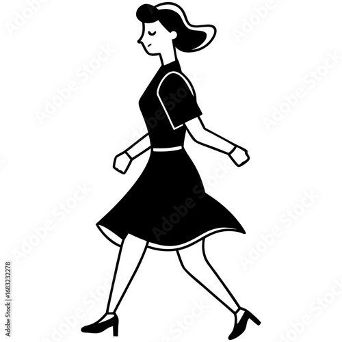 Stylish Woman Walking City Street � Modern Elegance and Urban Sophistication in Fashion Illustration