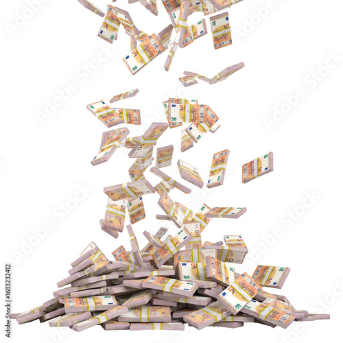 euro banknotes falling 3d transparent background