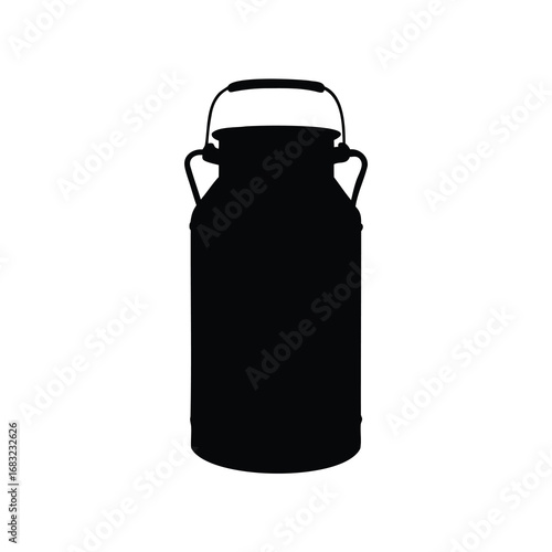 Silhouette of a Vintage Milk Can or Container with Handle Design, milk can silhouette vector illustration
