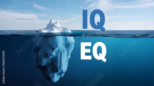 IQ vs EQ concept represented by iceberg, illustrating emotional intelligence