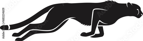 Silhouette of a cheetah running, a powerful and graceful predator in motion, showcasing its speed and agility