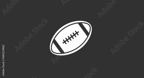 Minimalist Rugby Ball Icon on Dark Background