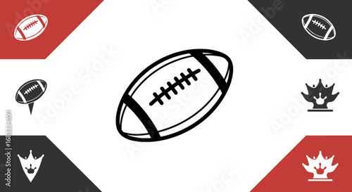 Minimalist Rugby Ball Icon on Dark Background