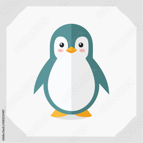 Minimalistischer Pinguin als Vektorgrafik, Symbol für Kälte, Gemeinschaft und Natur.