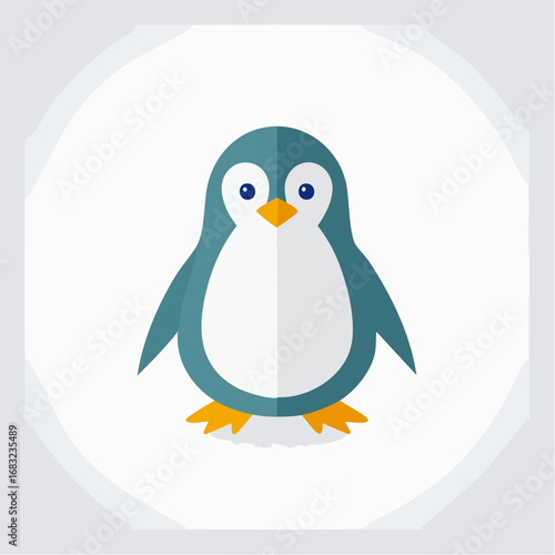 Minimalistischer Pinguin als Vektorgrafik, Symbol für Kälte, Gemeinschaft und Natur.