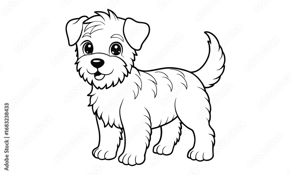 Fototapeta premium Charlie dog Kids vector line art and silhouette t shirt design, elegant detailed illustration, perfect for printable coloring pages, art therapy relaxation and stress relief activities.