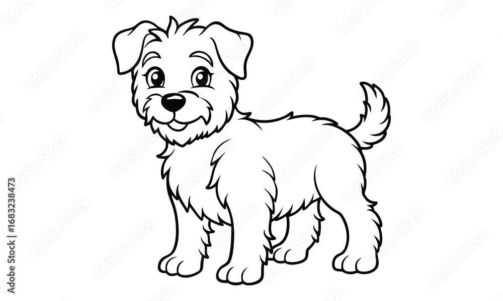 Obraz premium Charlie dog Kids vector line art and silhouette t shirt design, elegant detailed illustration, perfect for printable coloring pages, art therapy relaxation and stress relief activities.