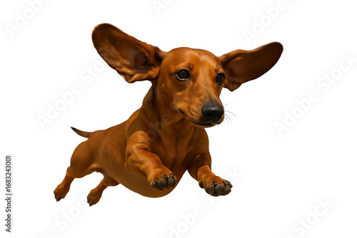 Jumping Dachshund Dog Isolated on Transparent Background