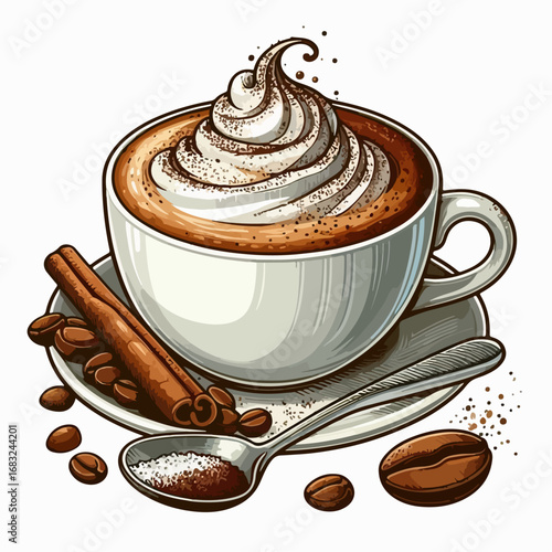 vector illustration of cappuccino coffee