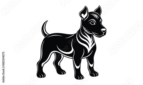 Cooper dog t shirt design silhouette and vector line art, detailed illustration for relaxation and stress relief, perfect for adult coloring books, printable art therapy activities.