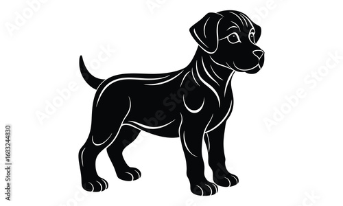 Cooper dog t shirt design silhouette and vector line art, detailed illustration for relaxation and stress relief, perfect for adult coloring books, printable art therapy activities.