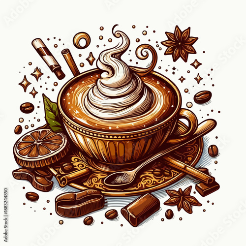 vector illustration of cappuccino coffee