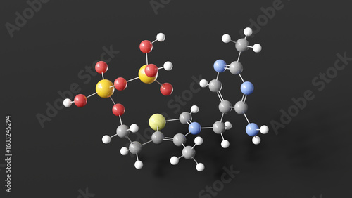 Photos thiamine pyrophosphate molecule 3d, molecular structure, ball and stick model, s